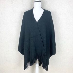 NWT Vince Camuto Fringe Trim Topper Poncho Black OS